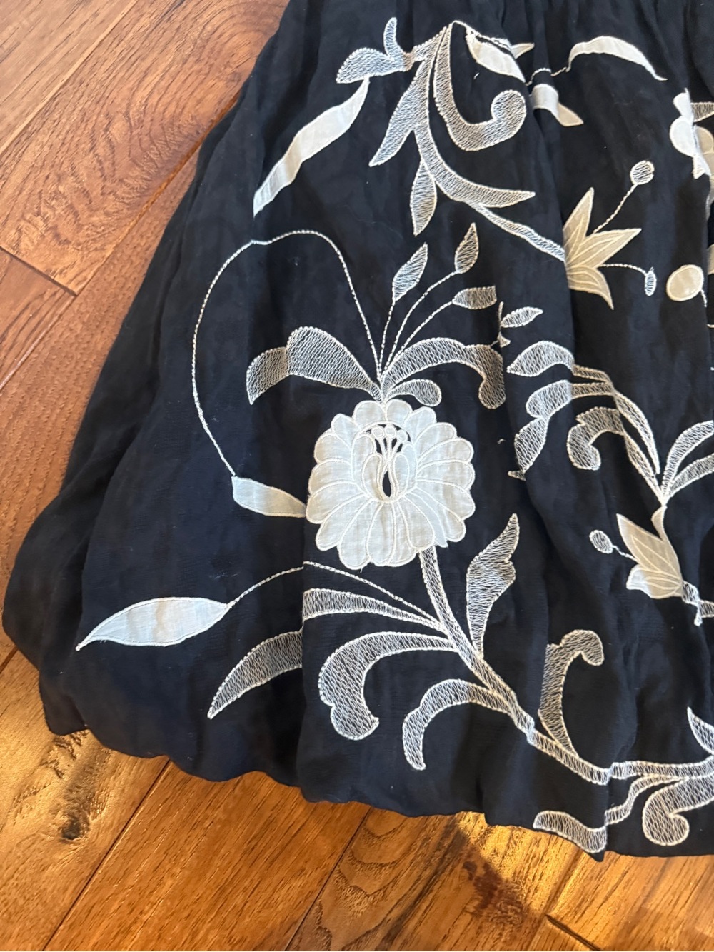 Black Bubble Dress with White Floral Embroidery - Maeve - Picture 6 of 6